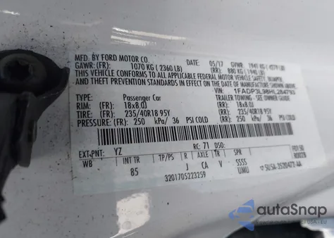 2017 Ford Focus St из США, поврежденный, VIN 1FADP3L98HL284793